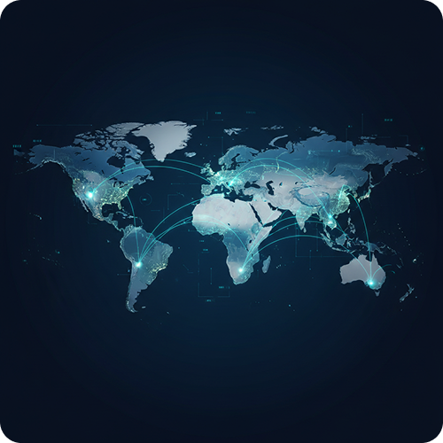 Global operations map - India, Middle East, USA